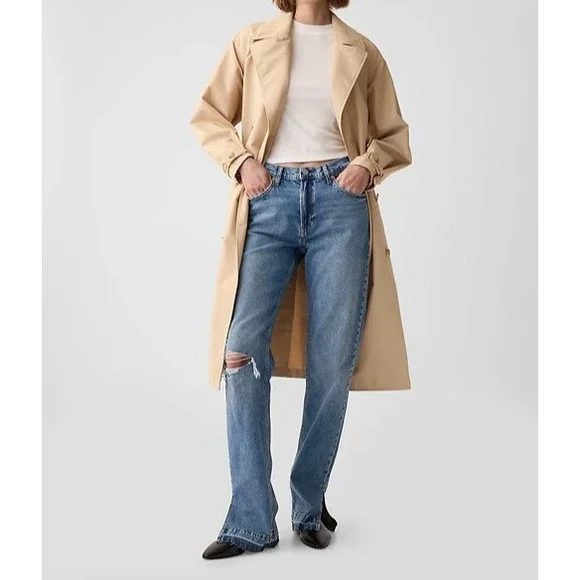 NWT Gap Mid Rise 90s Loose Jeans Split Hem Distressed Blue Denim Plus Size 33 16 - Picture 16 of 16